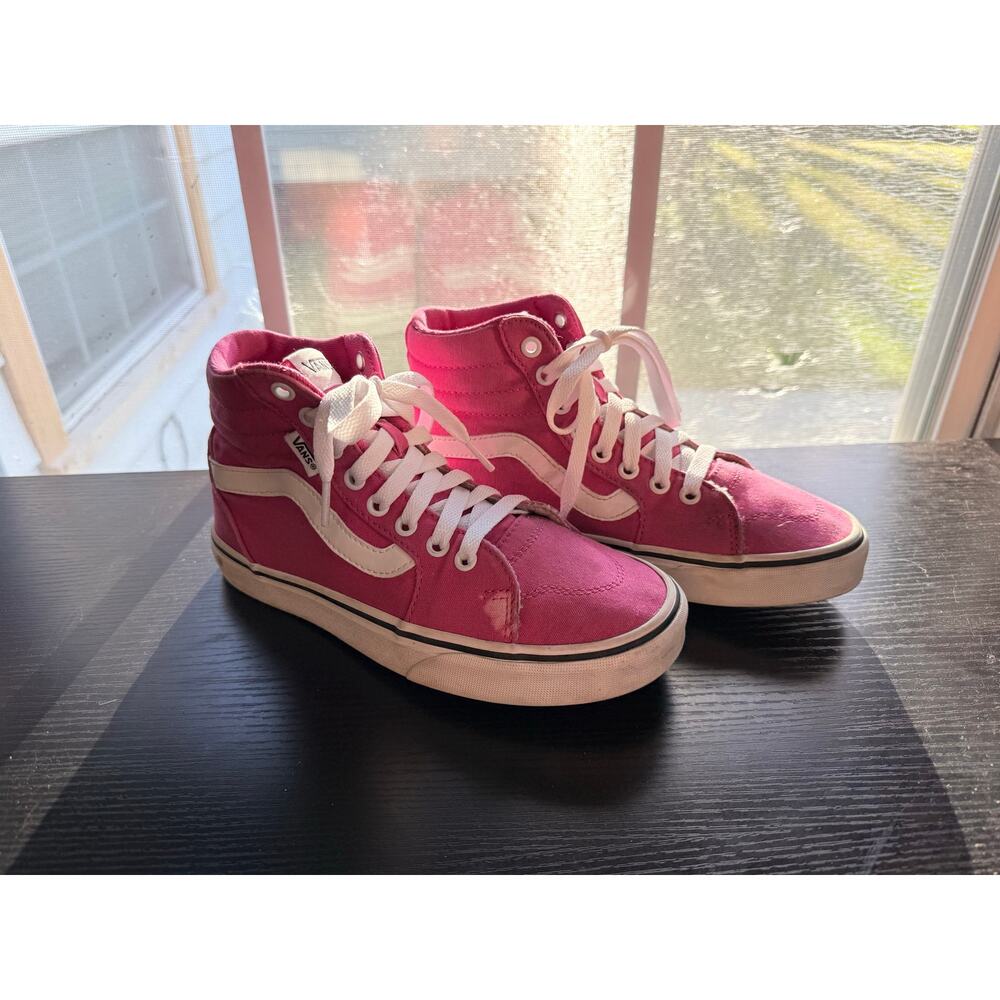 Vans Sk8-Hi Pink High Top Sneakers Womens Size 6.5 Canvas Lace Up Shoes - Picture 3 of 12